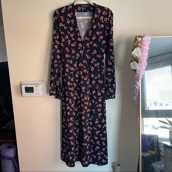 NWOT ELOQUII Tie Detail Midi Dress - Picture 4 of 8